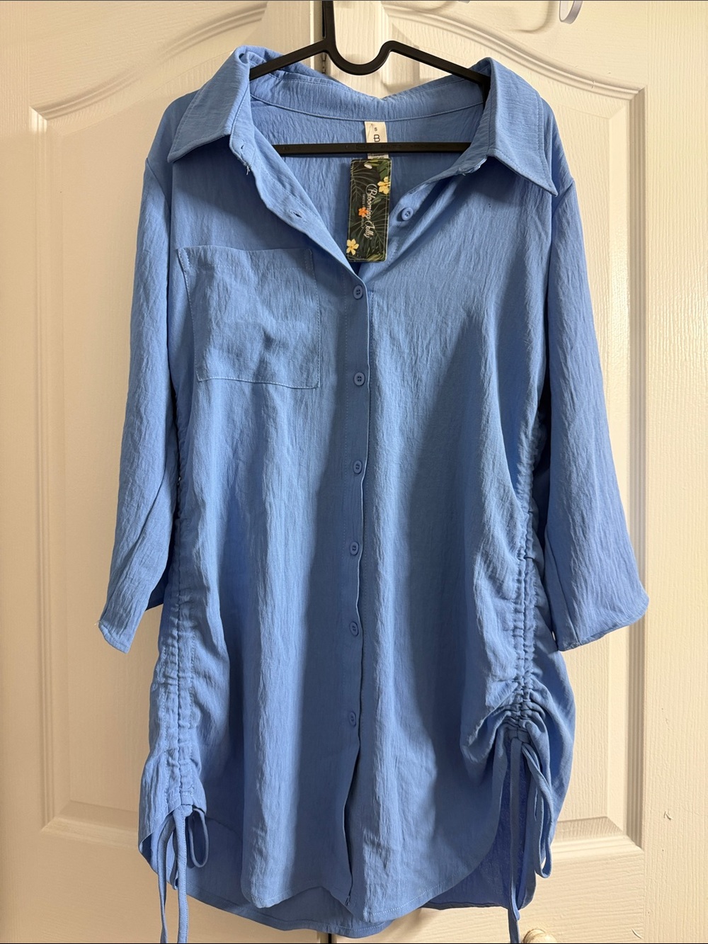 Light Blue Button-Front Women’s Swim Coverup